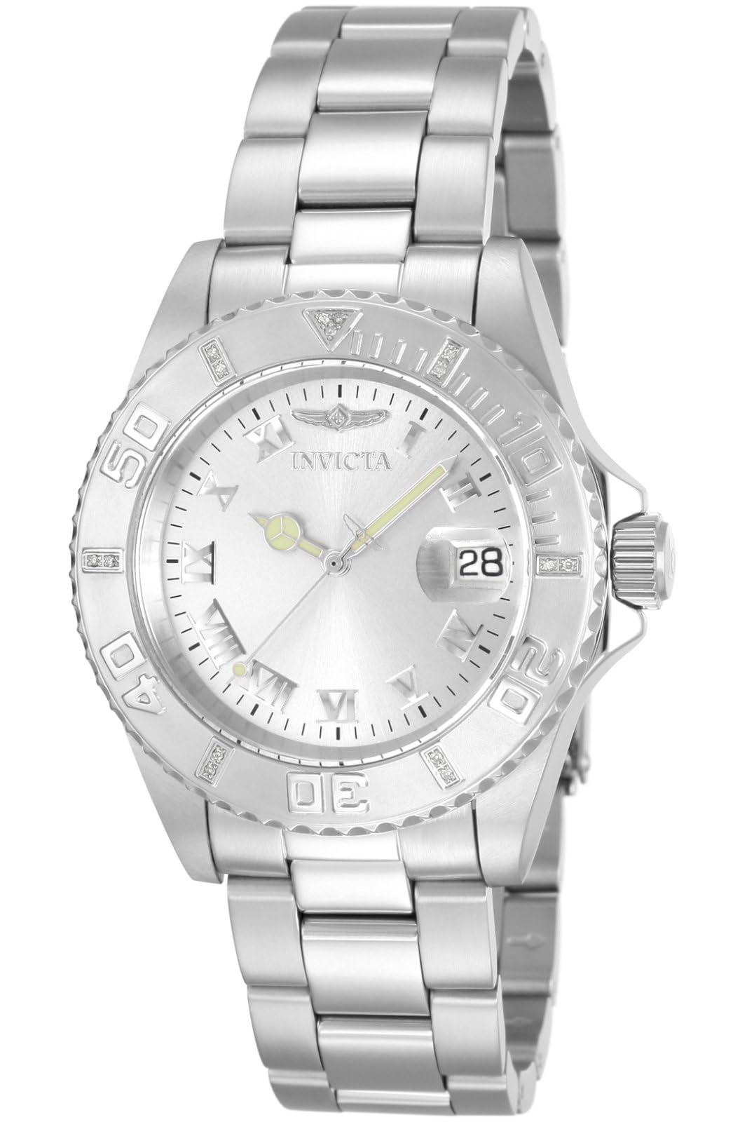 Invicta Pro Diver 12819 Women's Watch - Waterproof - Analogue - Quartz Movement - stainless steel with Silver dial - 40mm