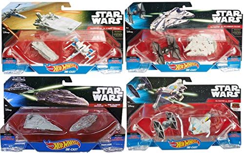 Force Awakens 8 StarShip Star Wars Spaceship Set Hot Wheels Millennium Falcon Tie Fighter & Ghost First Order Star Destroyer Cruiser Transporter X-Wing Fighter