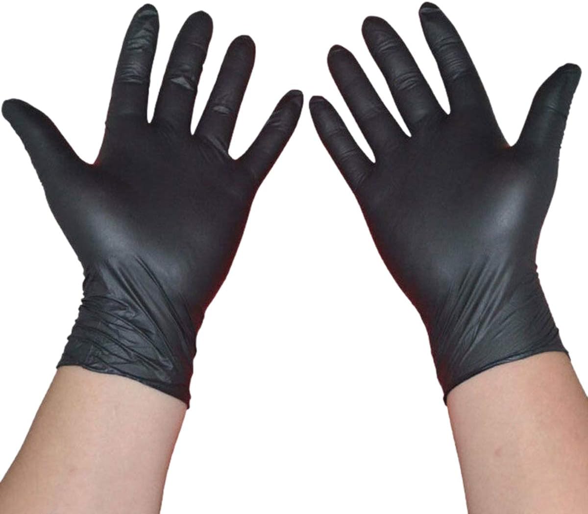 100Pcs Disposable Gloves Multipurpose Food Handing Gloves Latex Free Safety Work Glove Powder-Free Glove (M, Black)