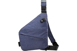 RIVLADE Anti Theft Travel Bag Anti-Theft Bag Slim Sling Bag Cross Body Travel Bag (Blue,Left Shoulder)
