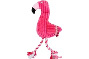 ARTINOVA Dog Plush Toys,Cute Flamingo Durable Squeaky Teething Toys for Puppy, Interactive Stuffed Dog Chew Toys for Small-Large Dogs