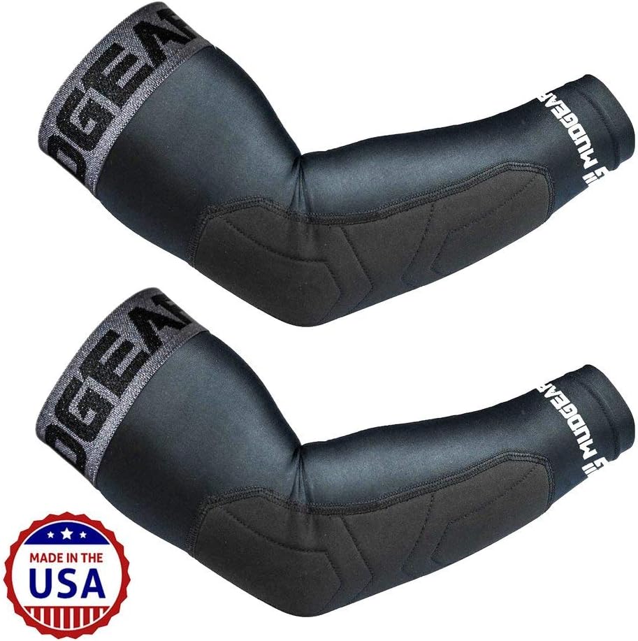 MudGear Padded Arm Sleeves 2-Pack - Men's, Women's, Youth - Compression Padded Elbow Protection - OCR, Baseball, and Football
