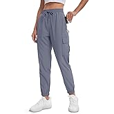 MOURCE Womens Hiking Pants Lightweight Quick Dry Adjustable Cargo Joggers with Zippered Pockets