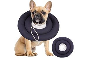 IDOMIK Dog Recovery Collar, Waterproof Soft Dog Cone After Surgery, Comfy Protective Elizabethan Collar Alternative for Dogs Cats, Adjustable Pet Neck Donut Cone Anti-Licking Biting Wounds,Grey,L