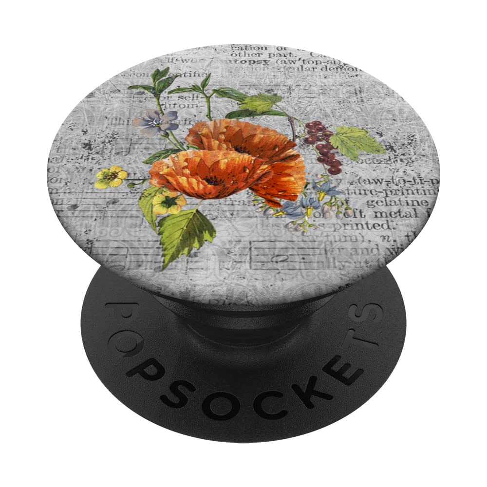 Aesthetic Floral Old Paper Vintage Cottagecore Flower PopSockets Swappable PopGrip