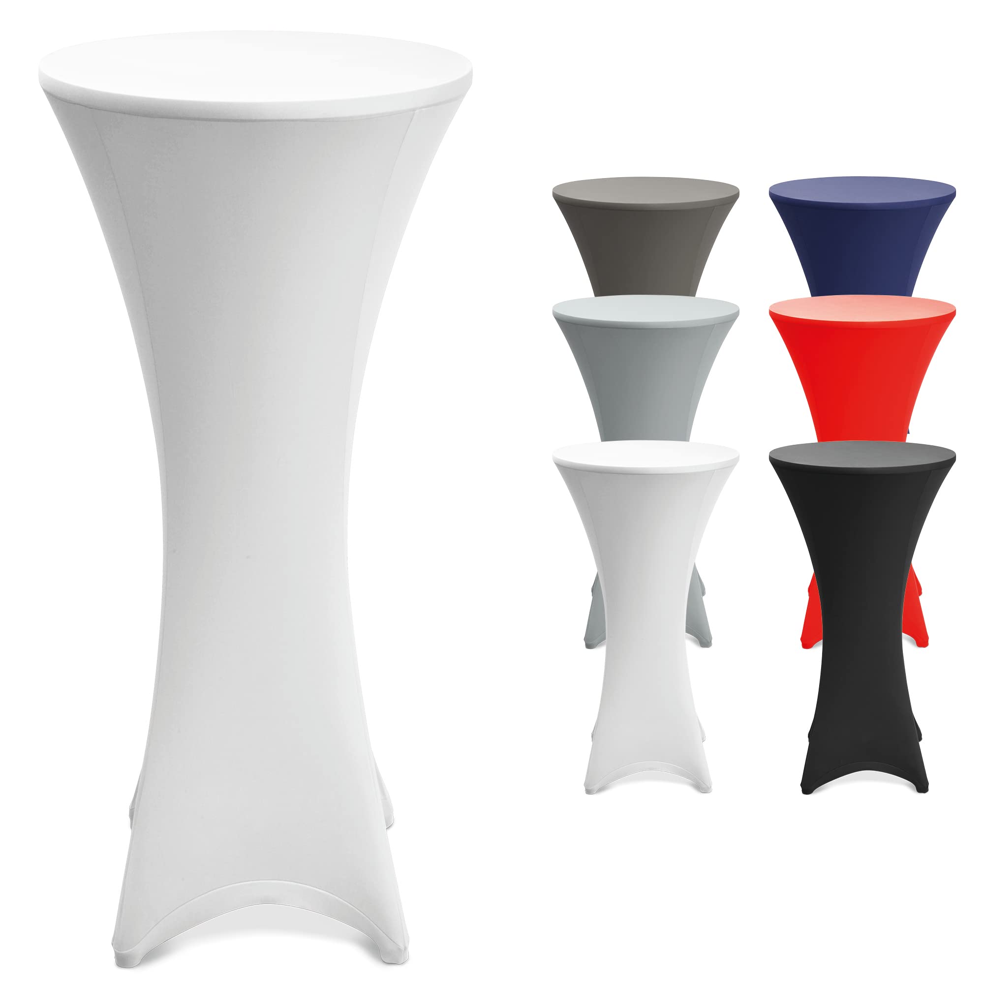 Beautissu Stretch Cover Stella Spandex Poseur Table Cocktail Tablecloth Ø 70-75 cm Event Decoration - White