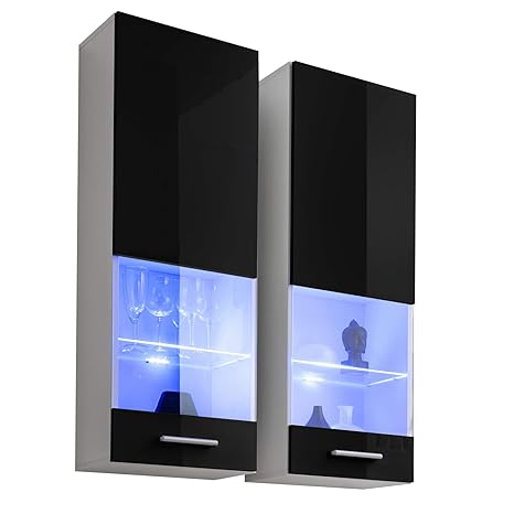 Extremefurniture Wall Hanging Cabinets T51 Black 2 Units Carcass