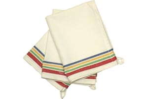 Aunt Martha's 18-Inch by 28-Inch Package of 3 Vintage Dish Towels,Cotton, Multi Striped, MultiStripe