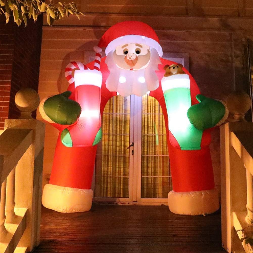 8 Feet Christmas Inflatable Arch With Led Lights Santa And Candy