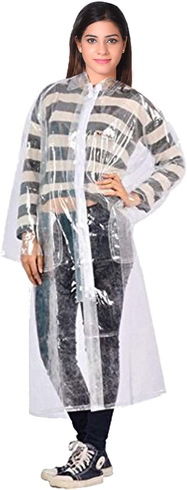 Fashion bee Girl's Solid Rain Coat (Fbe-girls-transp-raincoat-Medium_White_Medium)