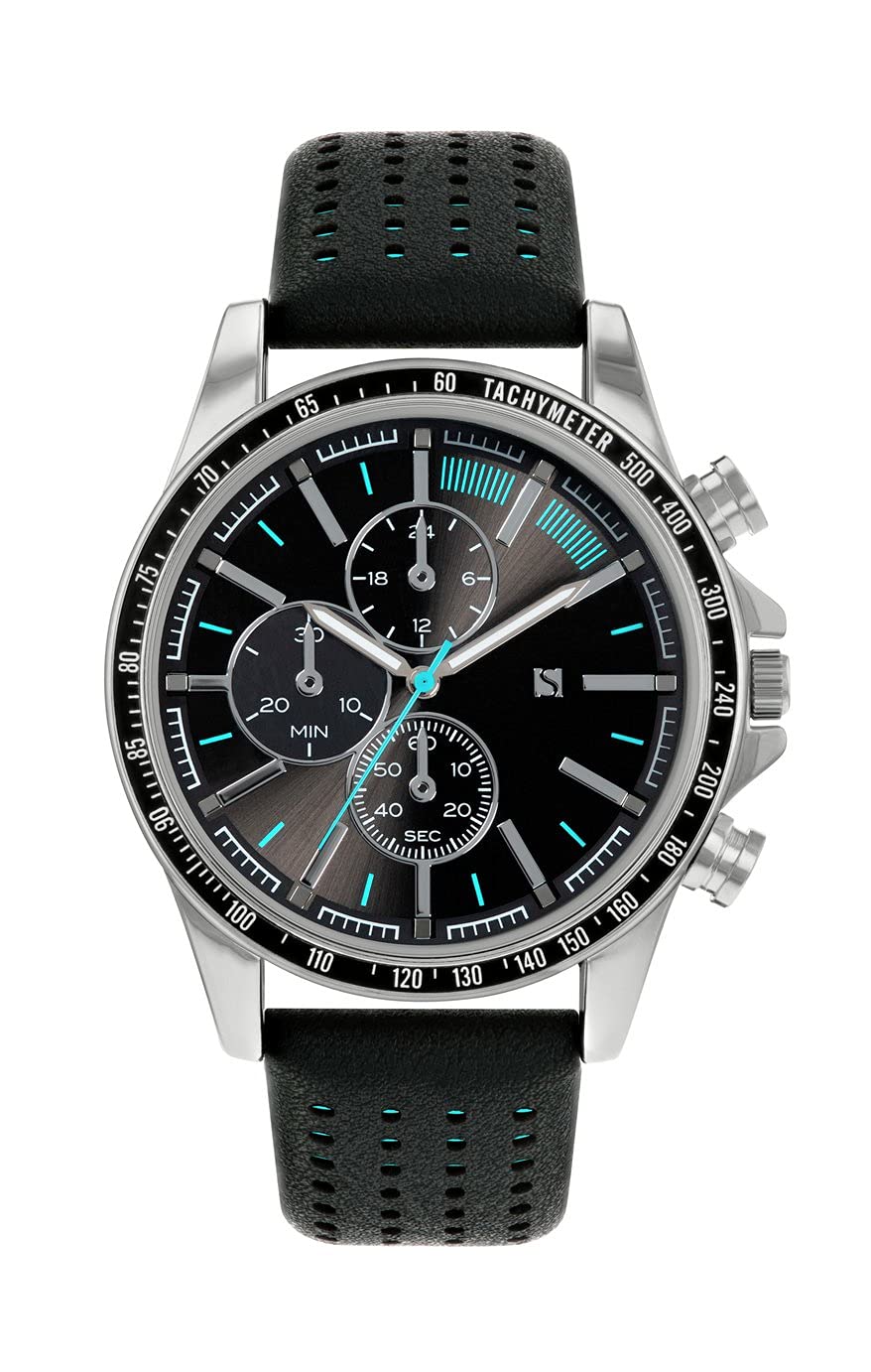 Spirit Mens Large Dial Black Strap Sports Bezel Watch ASPG29