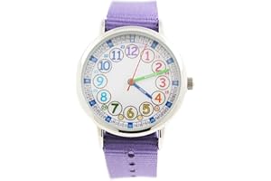 Bigbangbang Kids Analog Watch， Learning Time Watch, First Watch Soft Cloth Strap,Read time Study Time Todder Watch,Kindergarten Learn Time Watches,Pink Girl Watch， Girls Ages 7-10…