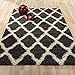 Sweet Home Stores Cozy Shag Collection Charcoal Grey and Cream Moroccan Trellis Design Shag Rug (7'10