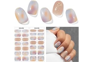 DUKASOU Semi Cured Gel Nail Strips, Flip Cake | 28 pcs Gel Nail Strips Work with Any UV Lamp, Salon Quality UV Nails Stickers, Easy to Apply for Home Nails DIY