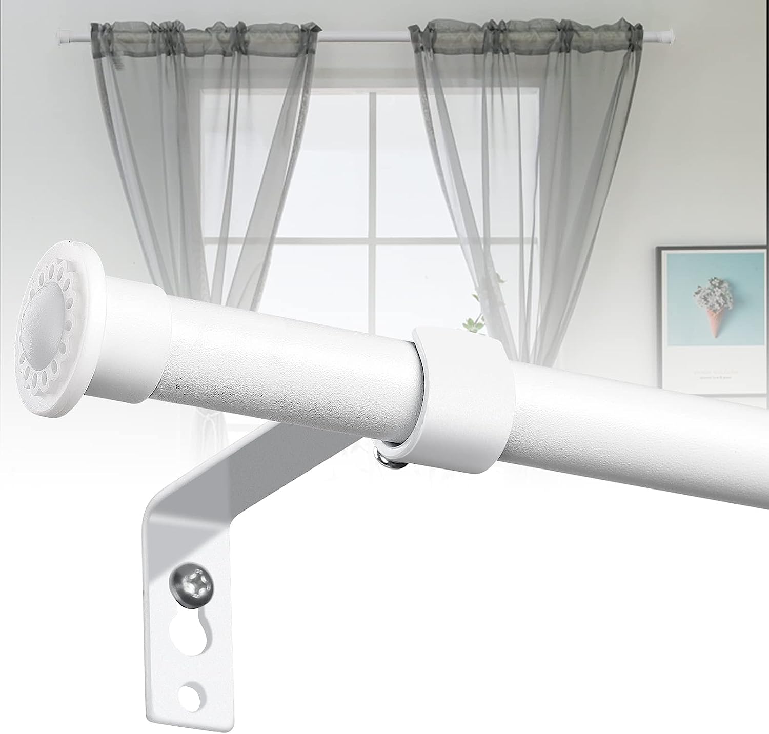 Curtain Pole Matt White Pack of 3