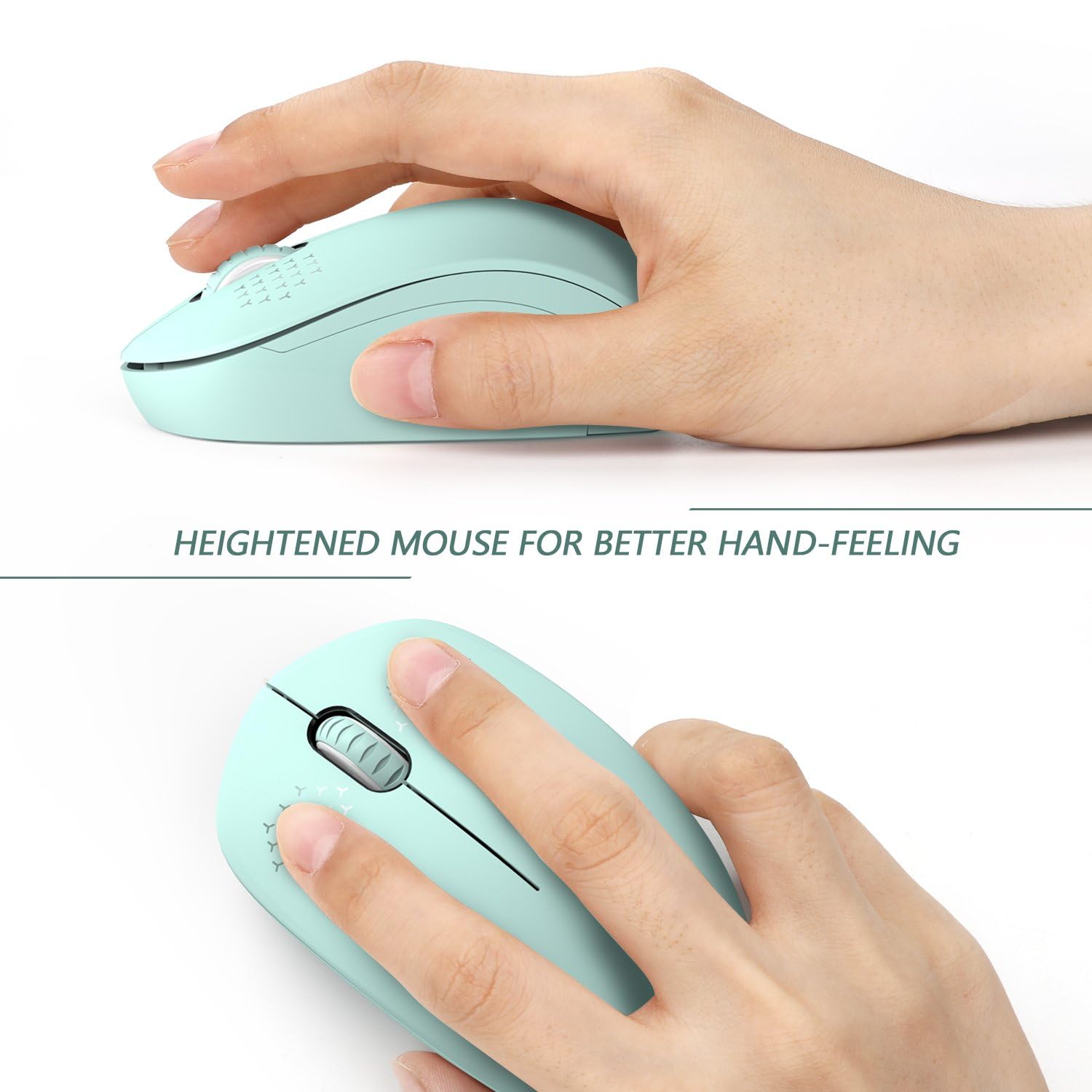 seenda Wireless Mouse, 2.4G Noiseless Mouse with USB Receiver - Portable Computer Mice for PC, Tablet, Laptop with Windows System - Mint Green