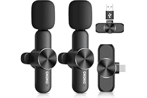 CKOKC Wireless Microphones for Android Phone & Computer/Laptop, Mini Wireless Lavalier Microphone for Video Recording Podcast
