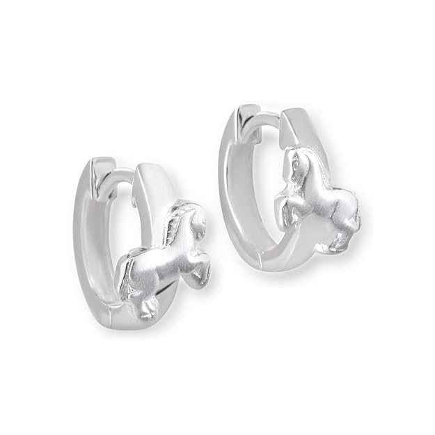 Tiwoca Jewellery Pferde Creolen Kinder-Ohrringe Echt Silber 925 inklusive hochwertigem Tiwoca Jewellery Schmucketui und Schmu