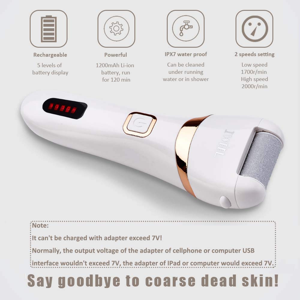 Callus Remover for Feet, Rechargeable Electric Foot File Hard Skin Remover Pedicure Tools for Feet Electronic Callus Shaver Waterproof Pedicure kit for Cracked Heels and Dead Skin with 3 Roller Heads : Beauty