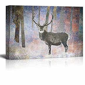 Animal Theme Canvas Wall Art - A Deer in The Woods - Giclee Print Gallery Wrap | Modern Home Art Stretched & Ready to Hang - 12x18 inches