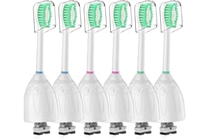 HAPPYMOMO Toothbrush Heads for Philips Sonicare Replacement Brush Heads Medium Soft Dupont Bristles Electric Toothbrush Replacement Heads Fit E-Series Essence Xtreme Elite Advance and CleanCare, 6 Pack