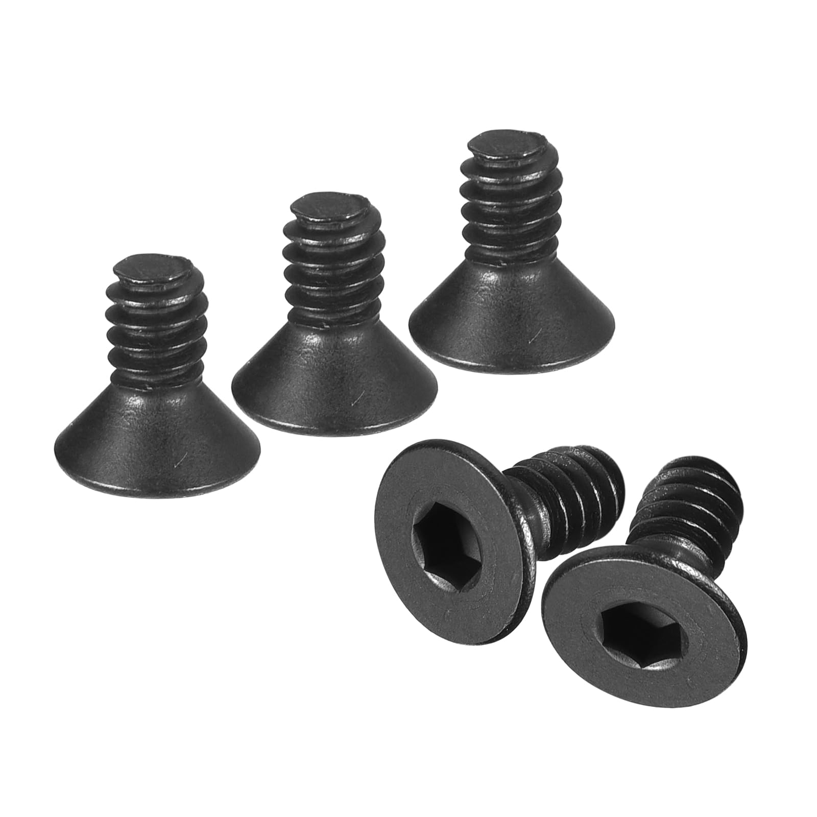 uxcell #4-40x1/4" Flat Head Socket Cap Screws, 10.9 Grade Carbon Steel Hex Socket Countersunk Flat Head Screw Bolts Machine Screws Fasteners, Fully Threaded, Black Oxide, 20Pcs