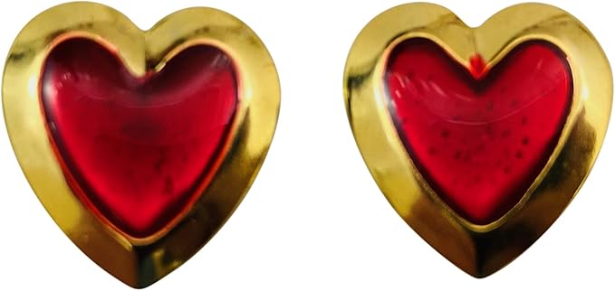 Amazon レッドハートイヤリングセット エナメルメタル バレンタインデー スタッドイヤリングリング ファッションアクセサリー ピアス 通販