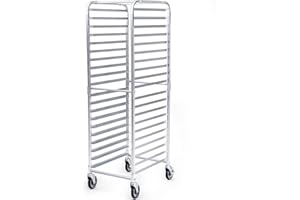 PETSITE 20 Tier Sheet Pan Rack, Commercial Aluminum Full & Half Bun Pan Bakery Rack with Brake Wheels for Restaurant Home Kitchen