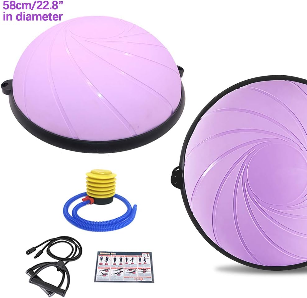 Shikha Half Ball Balance Trainer, Yoga Balance Exercise Balls with Resistance Bands and Pump for Core Strength Exercise Stability Workout Yoga Fitness 23 inches