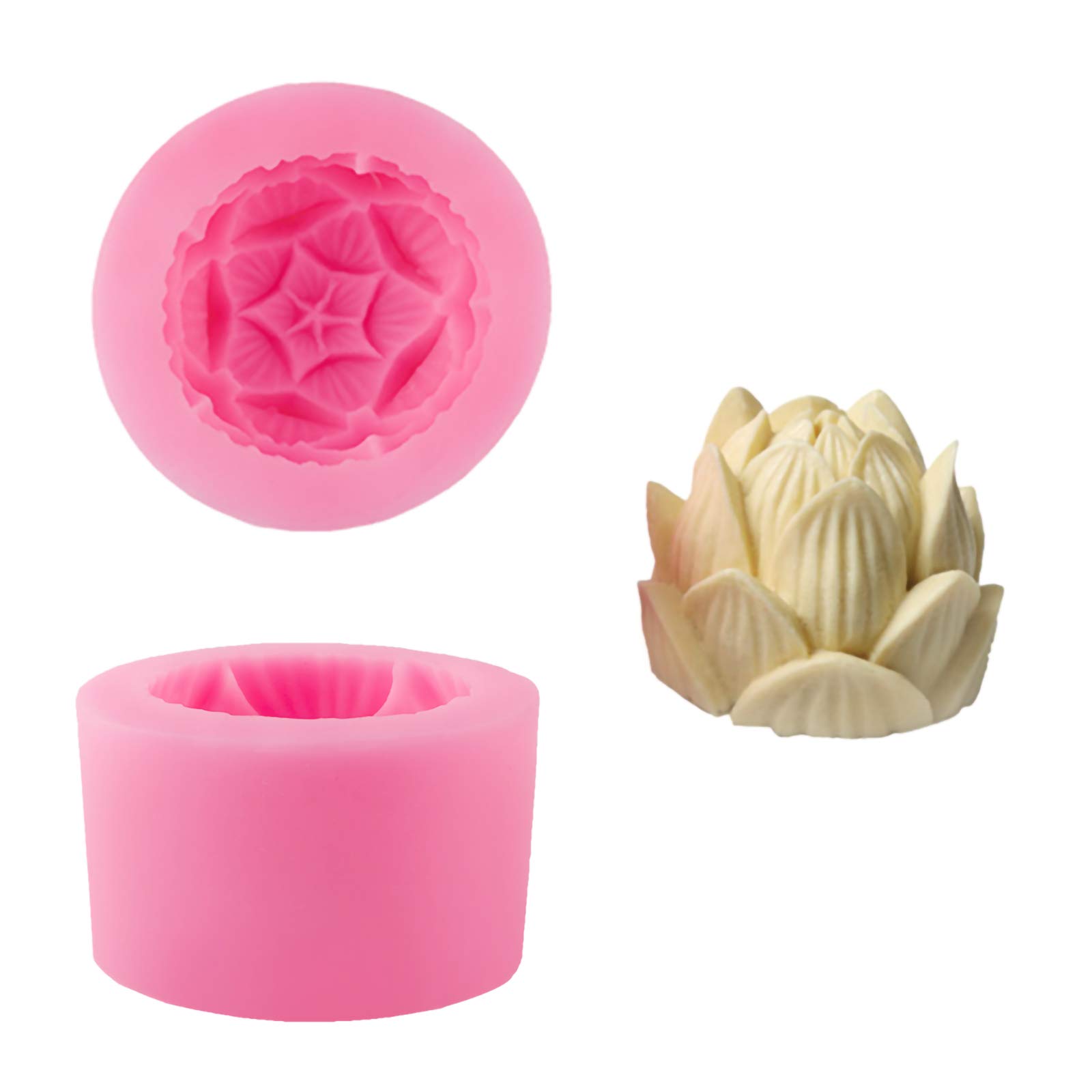 WANDIC Silicone Molds, 1 Pc 3D Lotus Candle Mold Candle Making Toll Flower Soap Molds for Casting Polymer Clay Soap Candles Making Handmade Project