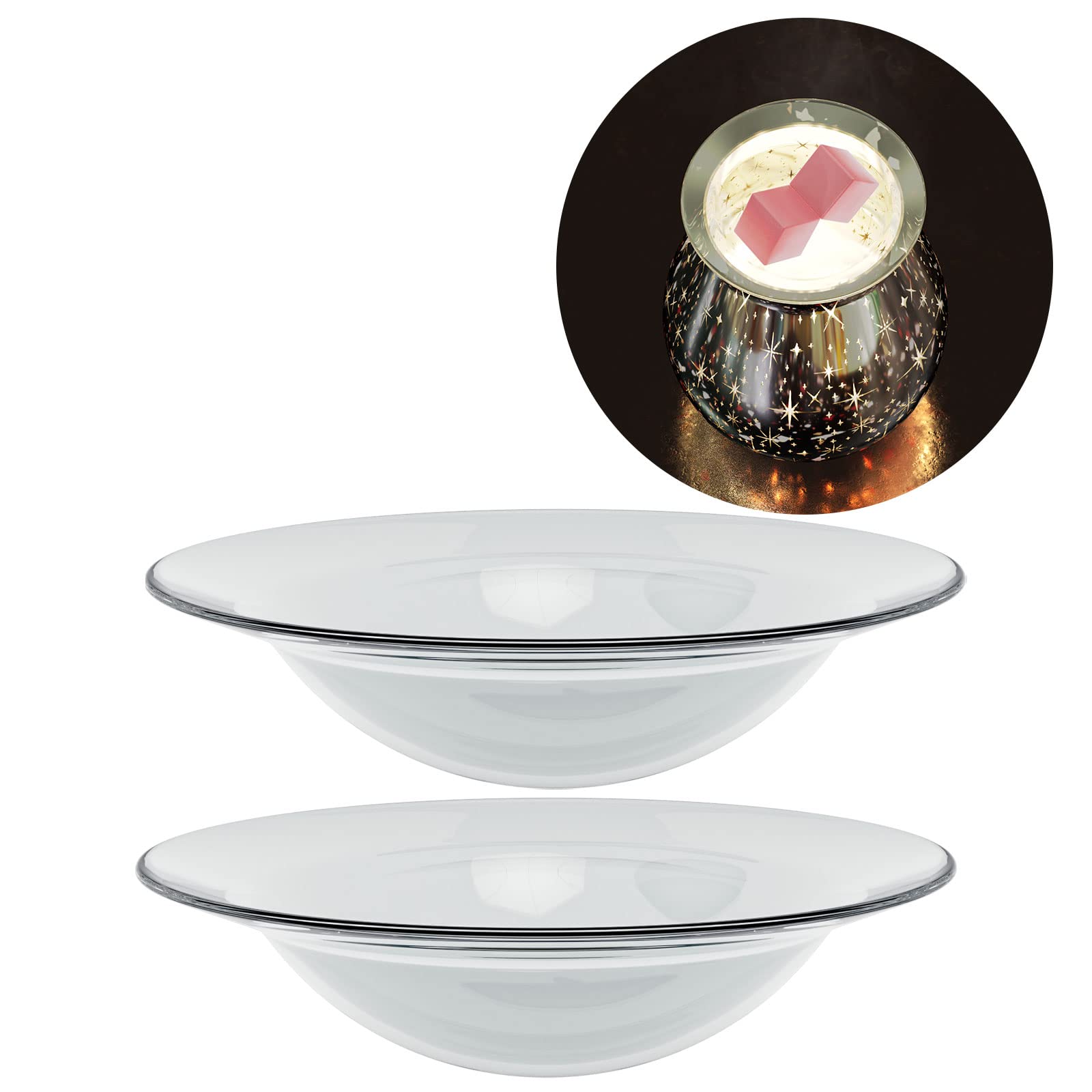 2Pcs of Replacement Glass Dish for Electric Oil Burner or Tea light candle holder wax Melt burner spare glass dish for wax burner