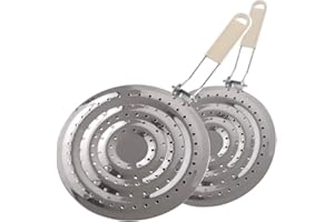 DALAO 2 Pack Double Thickening Heat Diffuser Reducer Flame Guard Simmer Plate, Stainless Steel for Electric and Gas Stovetops