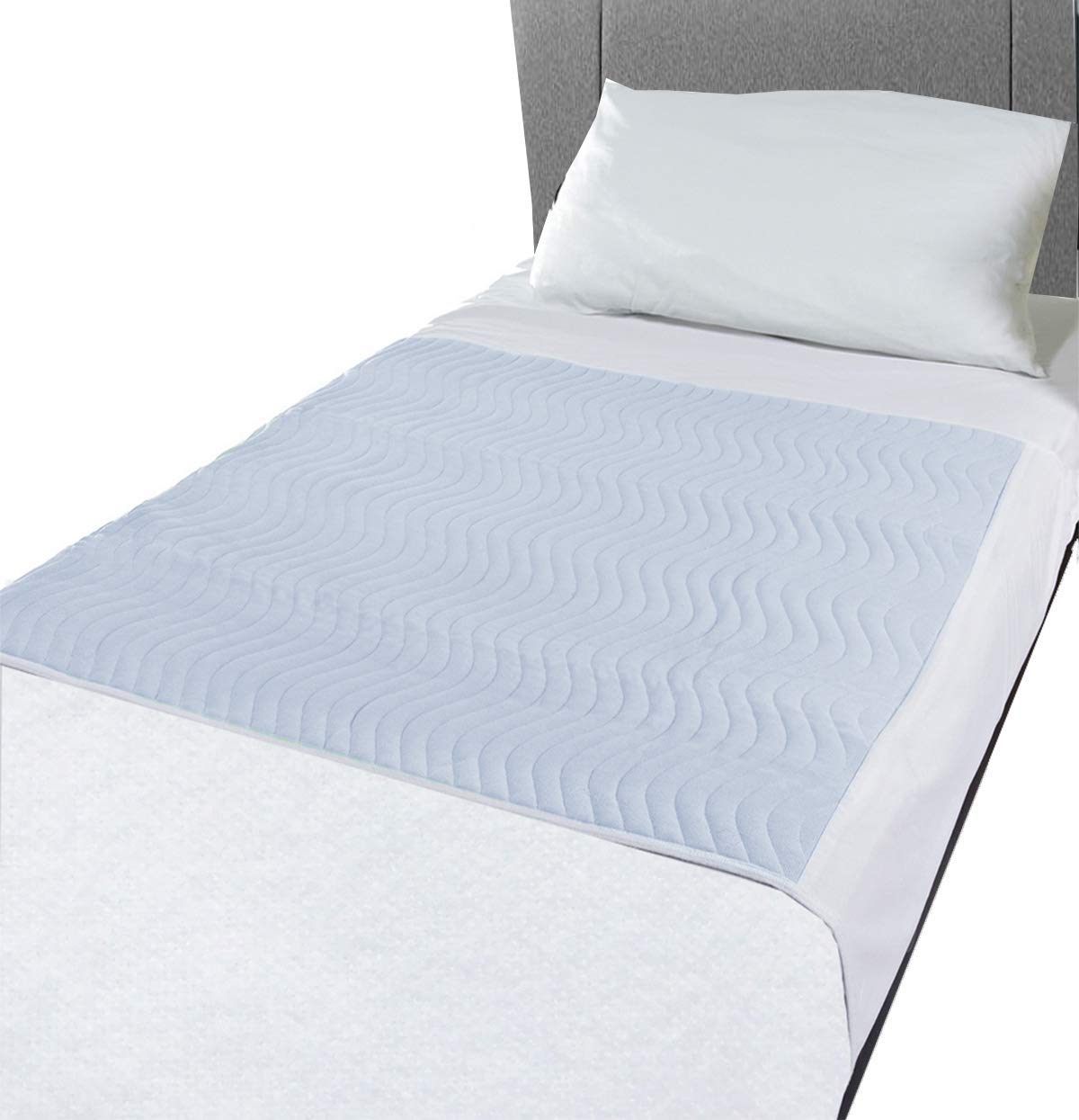 ComfortCare Waterproof Mattress Protector (with ‘Tucks’) for Single Bed. Incontinence Mattress Protector, Incontinence Washable Bed Pad, Bed Protector Pads Size: 75cm x 90cm. Colour - Blue