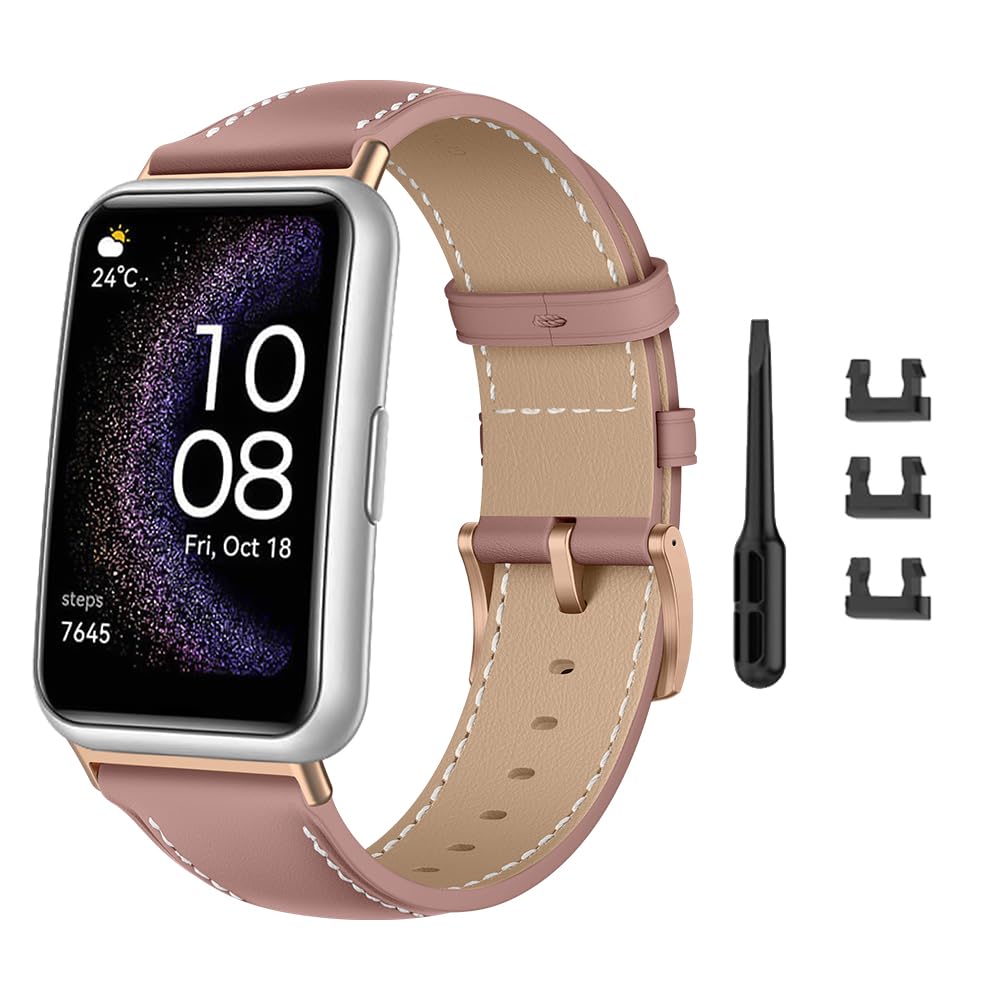 Niboow Leather Adjustable Watch Band for Huawei Watch Fit - Pink
