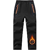 TBMPOY Boys Snow Ski Pants Kids Waterproof Fleece Lined Winter Hiking Snowboard Insulated Warm Pants Zipper Pockets
