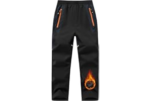 TBMPOY Boys Snow Ski Pants Kids Waterproof Fleece Lined Winter Hiking Snowboard Insulated Warm Pants Zipper Pockets