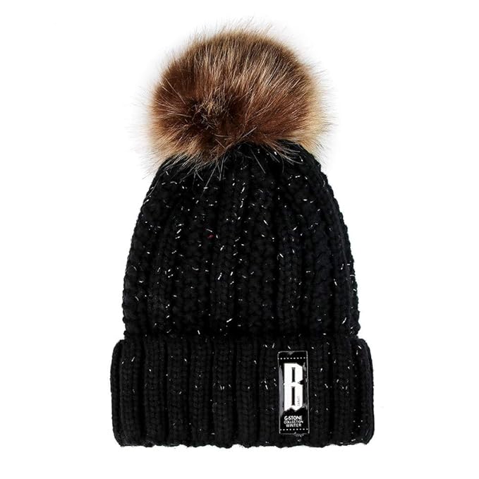 Princer Hats Women Men Winter Hair Ball Curling Solid Color Hat