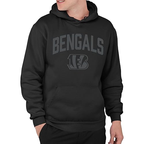 Junk Food Standard Clothing x NFL-Blackout-Pro Football Team Logo Unisex Adult Hooded Fleece Sweatshirt for Men and Women, Black