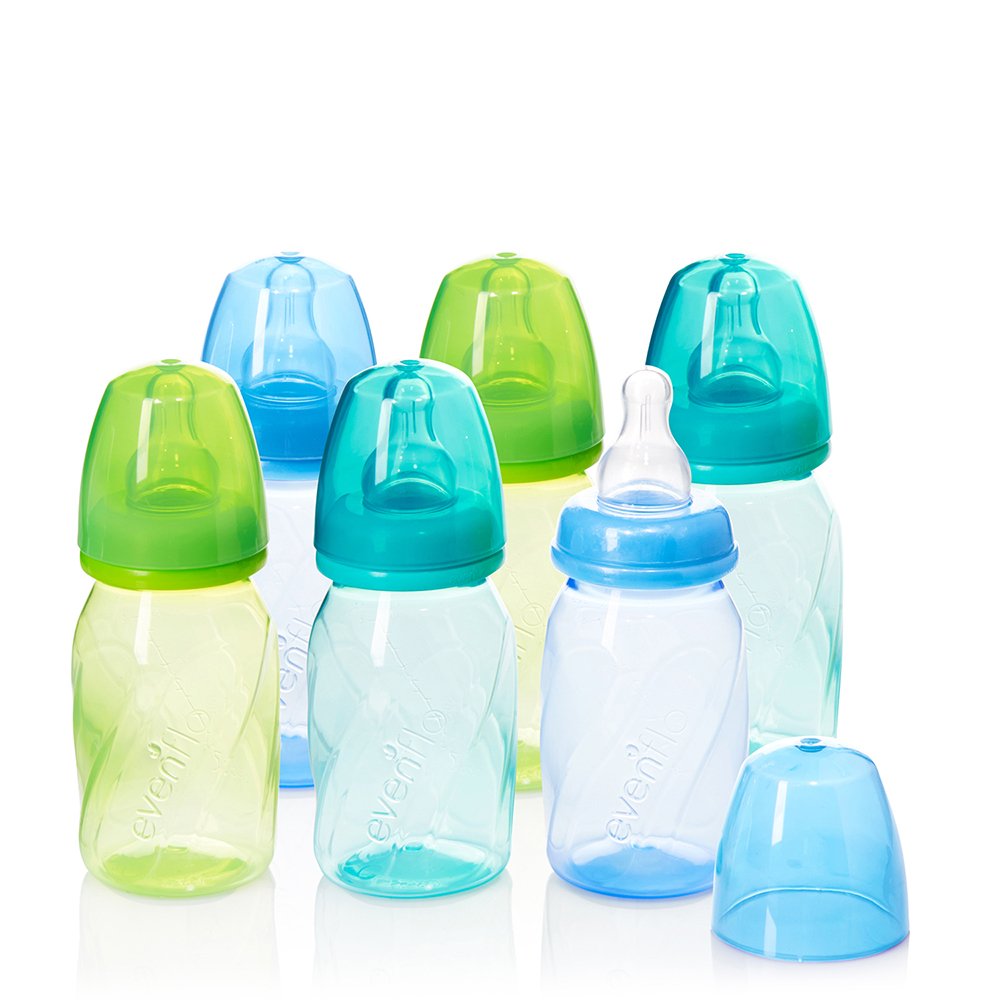 Evenflo Feeding Classic Twist Clear Bottles, Green/Blue