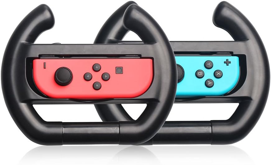 Joy-Con Steering Wheel for Nintendo Switch Controller, COSOON Nintendo Switch Jon con Handle Steering Wheel Racing Game Manipulate Grip (Pack of 2) Black H008