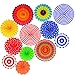 Fiesta party Hanging Paper Fans Set- Colorful Mexican Round Wheel Disc Lanterns for Events,Wedding Birthday Carnival Home Decorations (Set of 12)