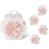 Cheerland Flower Party Favor Bag Pink Daisy Goodie Gift Bags Floral Treat with Handles for Woodland Baby Shower Spring Girls Birthday Wedding Gender Reveal Tea Party Decorations Supplies Pack of 4