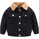 Mud Kingdom Little Boys Denim Jacket Fleece Lined Cute Sherpa Collar Snap Button
