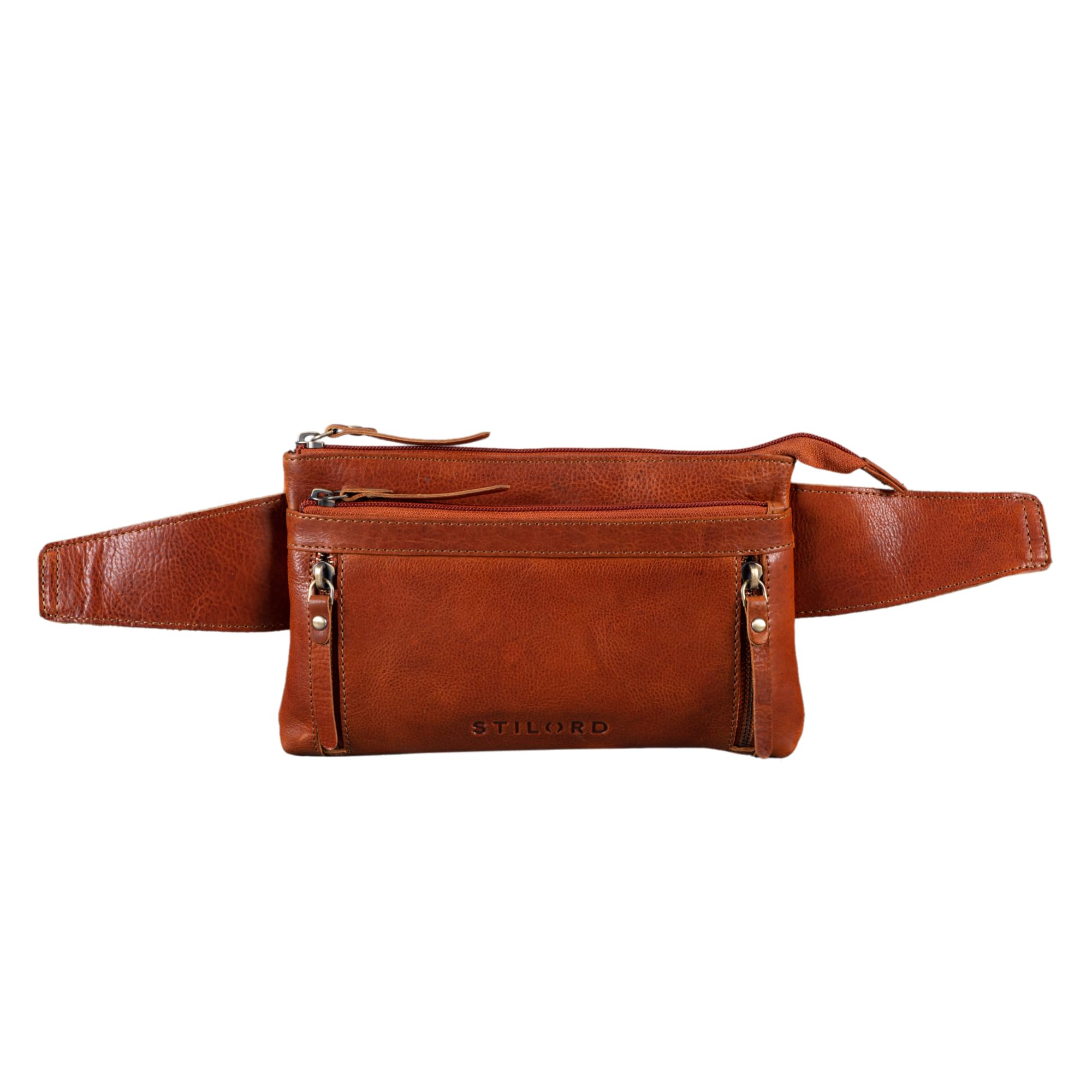 STILORD "Skye" Fanny Pack Vintage Leather Large for Women Men Mobile Phone Belt Bag Travel Fanny Pack Multifunctional Festival Shoulder Bag Colour:Texas - Brown