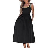 popvil Women A-Line Midi Dress 2026 Spring Summer Tank Top Square Neck Dress Casual Flowy Sleeveless Dress
