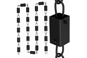 FAMIRON Square Link Rain Chain-8.5 FT, Durable Black Powder-Coated Aluminum,Premium Rain Chains for Gutters (23 Cups)