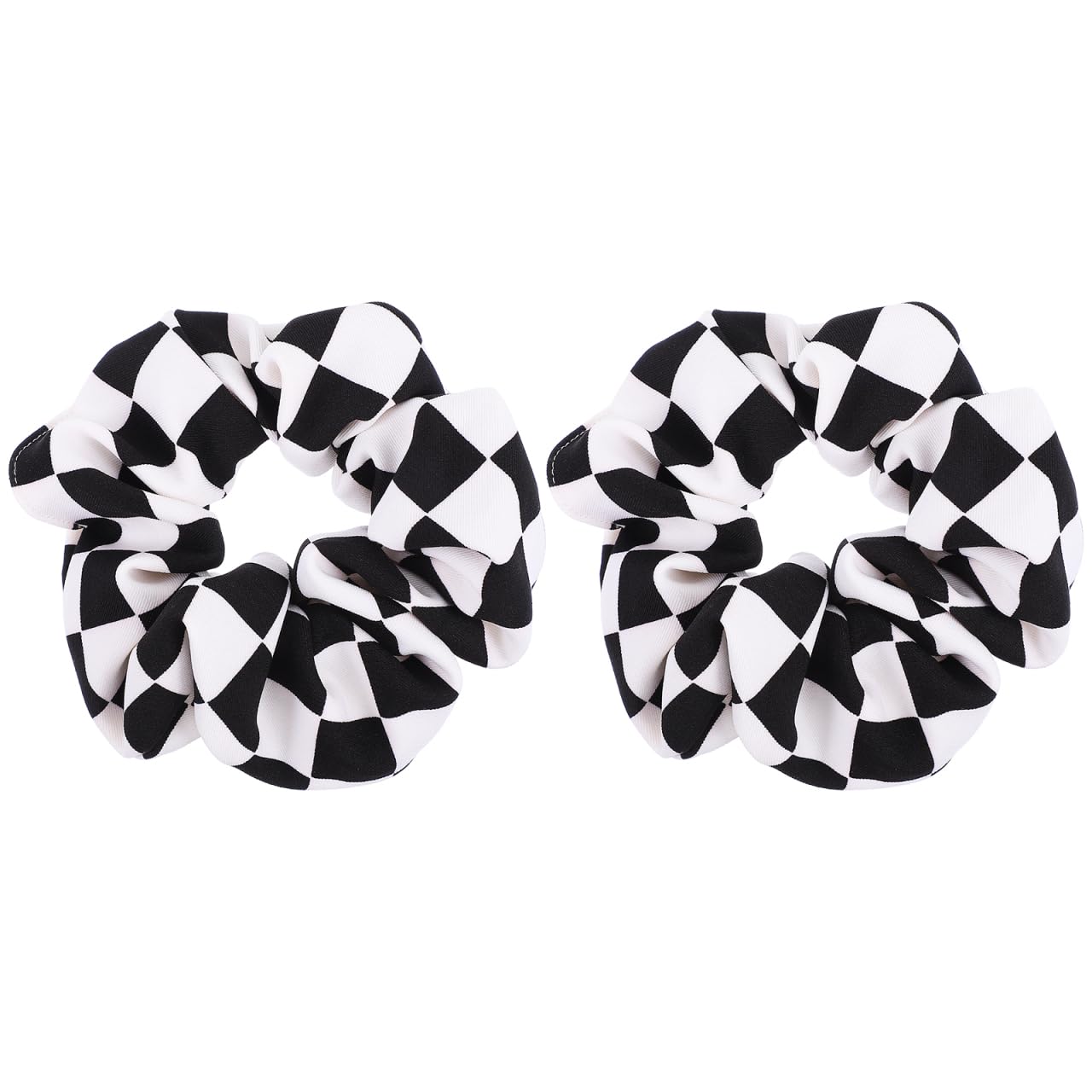 IWOWHERO 2pcs Checkered Hair Scrunchies Elastic Hair Ties for Women Chessboard Pattern Decorative Accessories for All Types for Parties and Daily Wear
