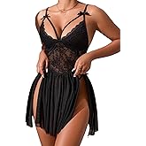 Climsphere Diary Babydoll Lingerie for Women, Lingerie Dress Sets, Sexy Lace Boudoir Sleep Lounge with Panty