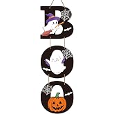 Halloween Door Decorations Halloween Door Sign Ghost Pumpkin Decor Boo Sign | Cute Halloween Decor Wooden Wreaths for Front Door Halloween Door Hanger for Porch Wall Indoor Home Decor