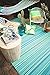 Fab Habitat Outdoor Rug - Waterproof, Fade Resistant, Crease-Free - Premium Recycled Plastic - Striped - Large Patio, Deck, Sunroom, Camping, RV - Cancun - Turquoise & Moss Green - 6 x 9 ft